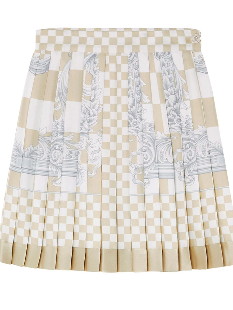 Affordable silk miniskirt Barocco Versace checkerboard-print Women 0413